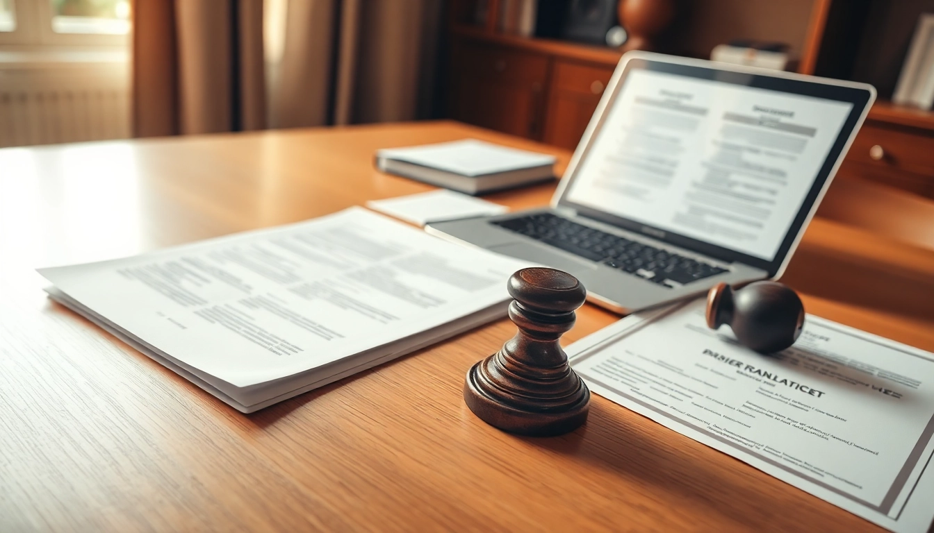 Traduction assermentée de documents officiels sur le bureau d'un traducteur