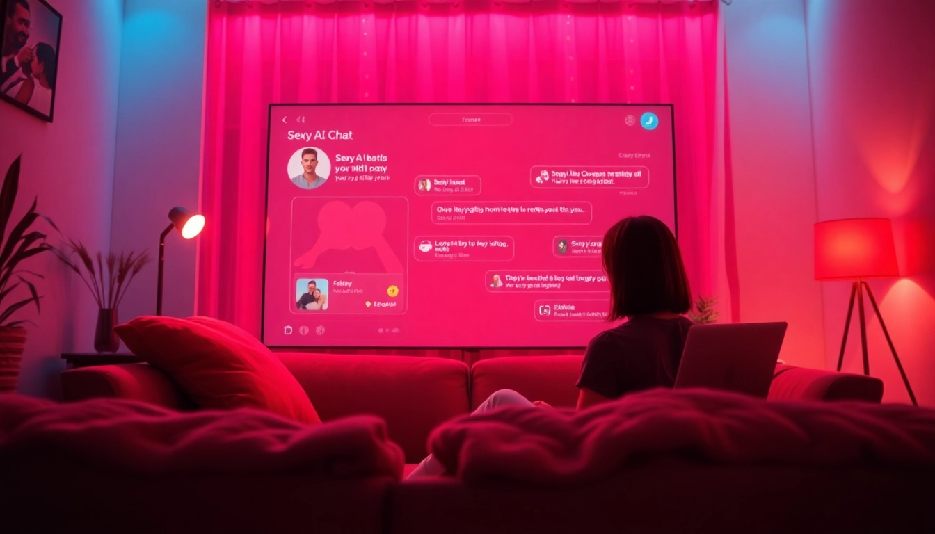 Experience a captivating scene of sexy AI chat with a cozy setting and engaging characters on-screen.