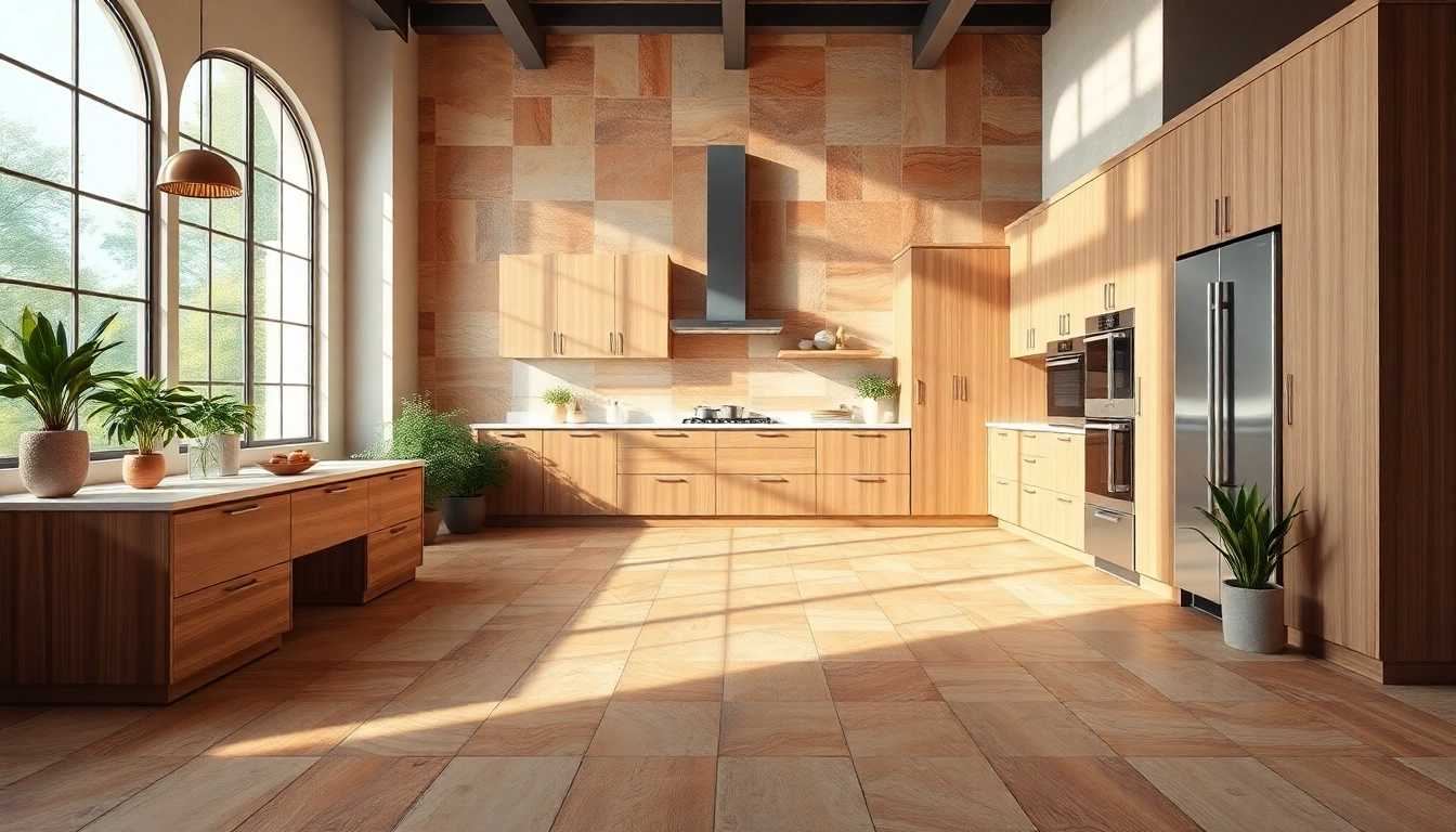 Intérieur élégant mettant en valeur des carreaux de carrelage dans une cuisine moderne.