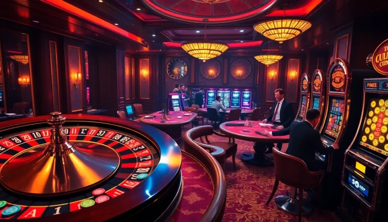 Experience the thrill of gambling at 88i with vibrant casino visuals featuring roulette, poker, and slot machines.