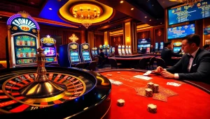 L'ambiance animée capture l'essence du Meilleur Casino en Ligne de France avec le poker et la roulette.
