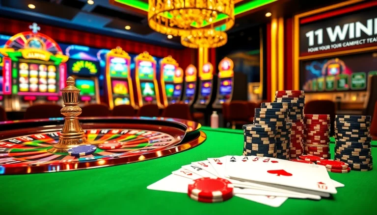 Exciting roulette action at 11WIN casino featuring colorful chips and elegant decor.