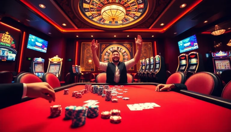 Ressentez l'excitation de gagner grâce au Meilleur Abonnement IPTV Smarters N°1 en France et en Europe, dans une scène de casino animée.