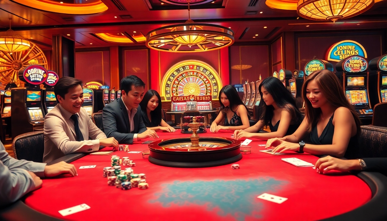 Experience the excitement of rik vip at an upscale casino, filled with vibrant tables and happy players.
