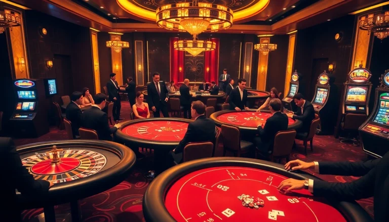 Experience the thrill of gambling at uu88 with luxury poker tables and vibrant slot machines.