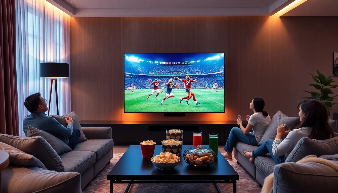 Enjoy live sports on Iron TV Pro in a cozy living room setting with family and friends.