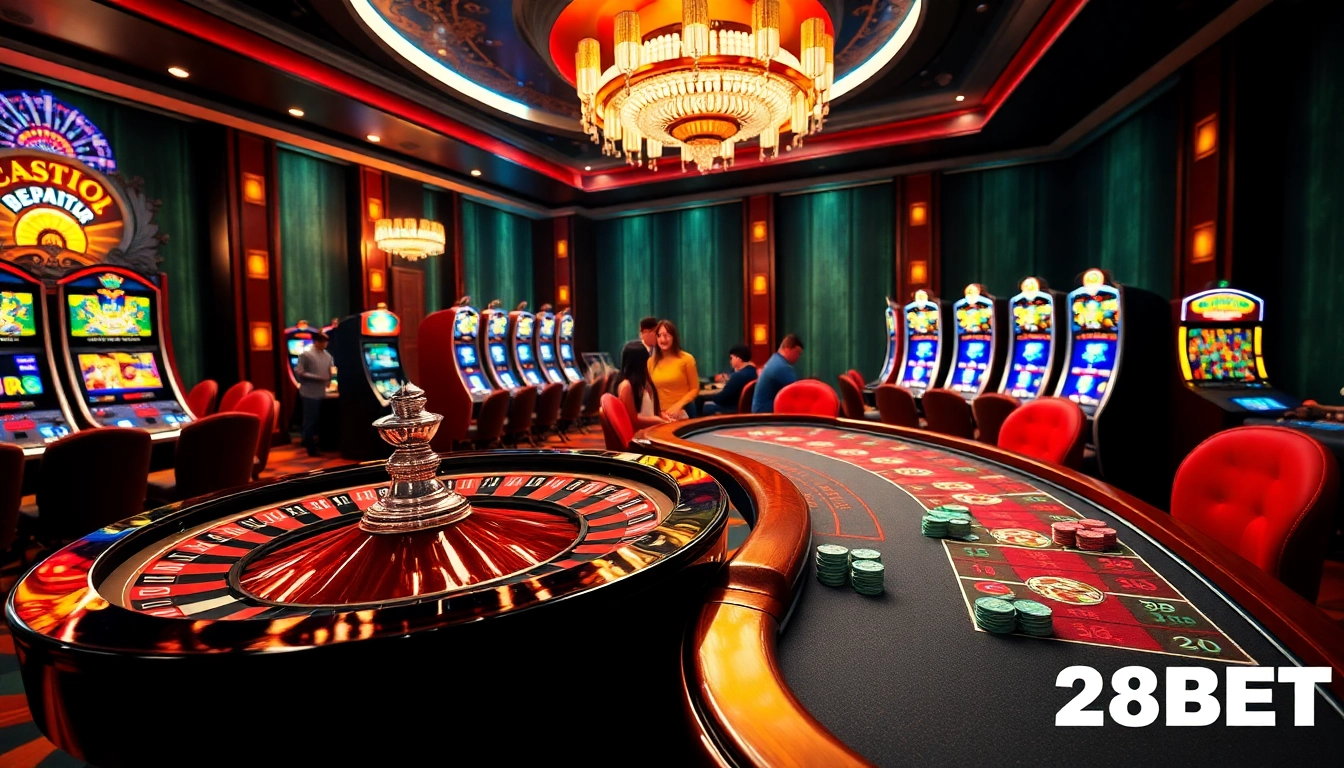 Experience the exciting world of 28bet with vibrant casino games like poker, roulette, and slots.